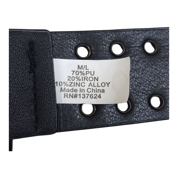 La Valentina Womens Black Belt M/L With Brass Buckle & Eyelets 1 7/8" Wide 43" L - Picture 6 of 13